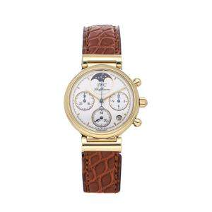 IWC White 18K Yellow Gold Da Vinci Moon Phase IW3736-01 Women's Wristwatch 29 MM