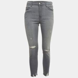 J Brand Grey Ripped Denim Distressed Hem Skinny Jeans M Waist 29"