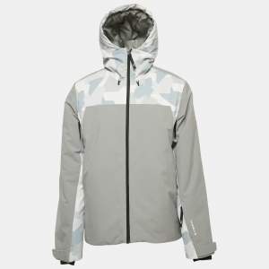 J. Mendel Grey Synthetic Zip-Up Hooded Base Champ Ski Jacket M