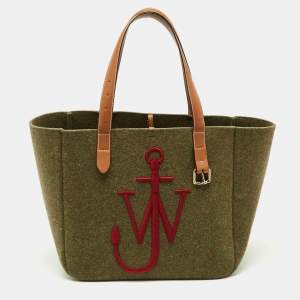 Pre Owned J.W.Anderson Green/Brown Felt and Leather Tote