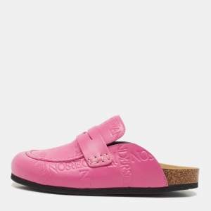 J.W.Anderson Pink Embossed Leather Flat Mules Size 37