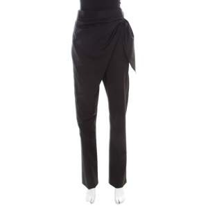 J.W.Anderson Black Wool Draped Crossover Front Detail Pants M