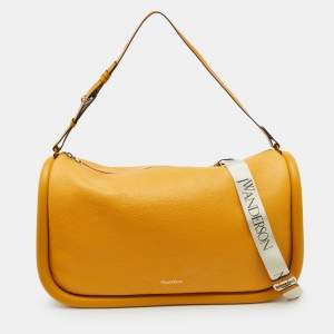 J.W.Anderson Mustard Yellow Leather Bumper Oversized Shoulder Bag