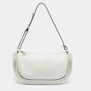 Pre Owned J.W.Anderson Bumper-15 Crystal Studded White Leather Shoulder Bag