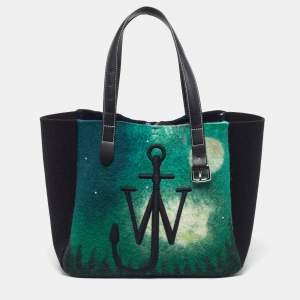 Pre Owned J.W.Anderson Belt Green/Black Felt and Leather Tote