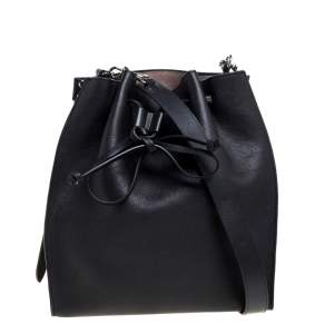 J.W. Anderson Black Leather Drawstring Bucket Bag