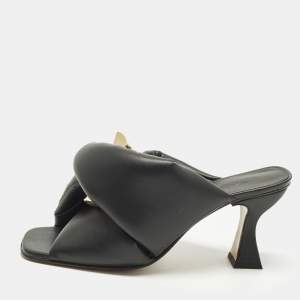 Pre Owned J.W.Anderson Chain Twist Size 40.5 Black Leather Slide Sandals