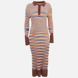 Jacquemus Brown Rib Knit La Robe Zucca Midi Dress M