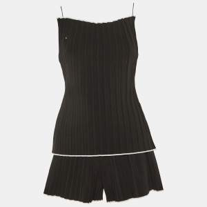 Jacquemus Black Plisse Maille Top & Shorts Set M