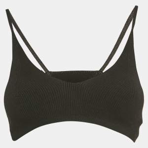 Pre Owned Jacquemus Black Rib Knit Le Bandeau Bralette Top S