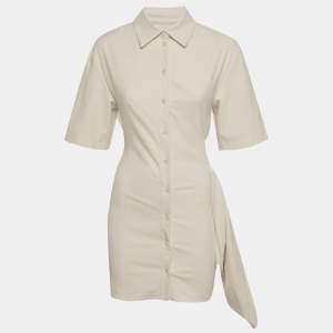 Pre Owned فستان ميني قميص جاكيموس كريمي تويل لا روب مقاس صغير - سمول