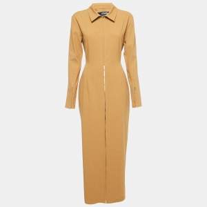 Jacquemus Camel Brown Linen Blend Long Dress M