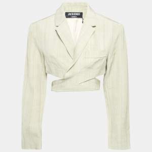 Jacquemus Light Green Canvas Le Haut Azur Cropped Blazer S