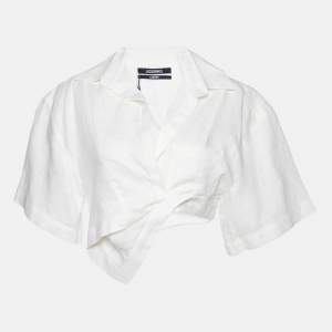 Jacquemus L'Amour Cream Linen Asymmetrical Crop Top M