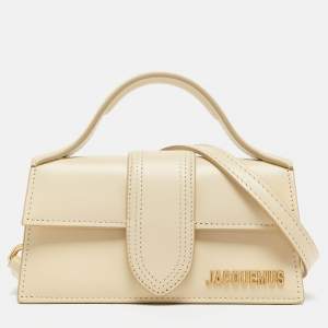 Jacquemus Cream Leather Le Bambino Top Handle Bag