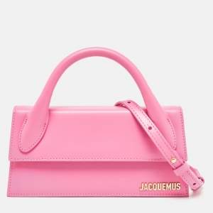 Jacquemus Pink Leather Long Le Chiquito Top Handle Bag