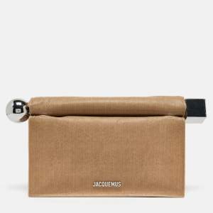 Jacquemus Beige Leather La Pochette Rond Clutch