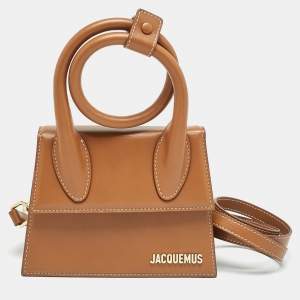 Jacquemus Brown Leather Le Chiquito Noeud Top Handle Bag
