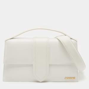 Jacquemus White Leather The Bambinou Top Handle Bag