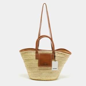 Jacquemus Tan/Natural Raffia The Soli Basket Tote