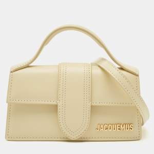 Pre Owned Jacquemus Ivory Leather Mini Le Bambino Top Handle Bag.