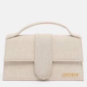 Pre Owned Jacquemus Beige Canvas Le Grand Bambino Top Handle Bag