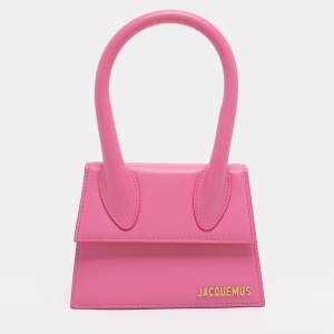 Pre Owned Jacquemus Le Chiquito Moyen Pink Leather Top Handle Bag
