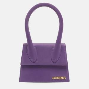 Pre Owned Jacquemus Le Chiquito Moyen Purple Leather Top Handle Bag
