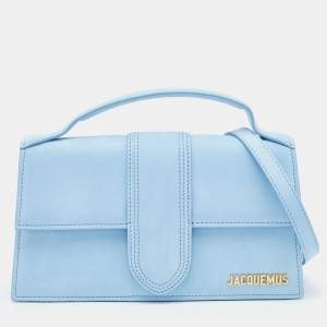 Jacquemus Light Blue Leather Le Grand Bambino Top Handle Bag