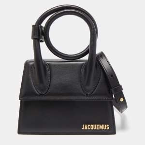 Jacquemus Black Leather Le Chiquito Noeud Top Handle Bag