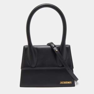 Jacquemus Black Leather Grand Le Chiquito Top Handle Bag