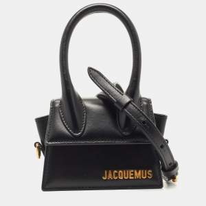 Jacquemus Black Leather Mini Le Chiquito Top Handle Bag