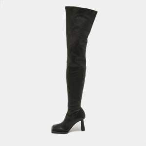 Jacquemus Black Leather Over The Knee Boots Size 36