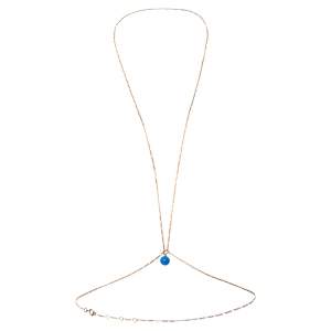 Jacquemus Blue Bead Gold Tone Double Chain Necklace