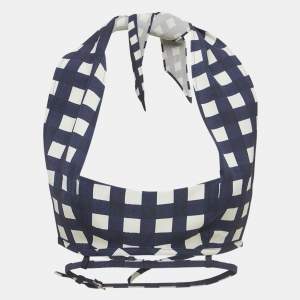 Jacquemus  Blue Gingham Silk Blend Le Haut Limao Crop Top S