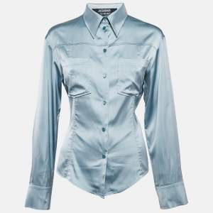 Jacquemus Grey Satin Open-Back La Chemise Mentalo Shirt S