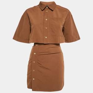 Jacquemus Brown Nylon Cut-Out Arles Mini Dress XS