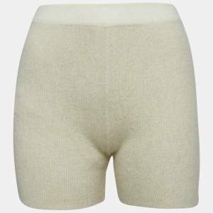 Jacquemus Cream Textured Rib Kit Shorts M
