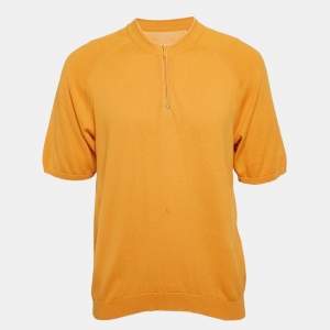 Jacquemus Yellow Cotton Knit Short Sleeve Jumper L