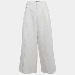 Jacquemus Off-White Linen Wide-Leg Cropped Pants L