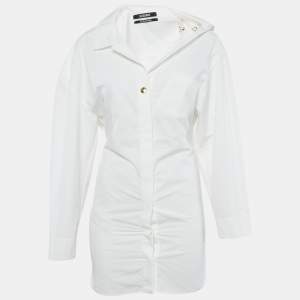 Jacquemus White Cotton Le Sculptures Mini Shirt Dress XS