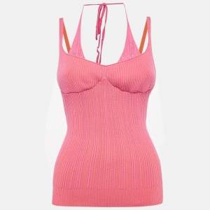Jacquemus Pink/Orange Rib Knit La Maille Valensole Tank Top S