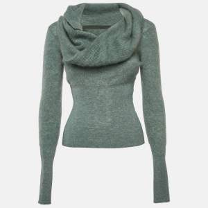 Jacquemus Green Wool Blend Twisted Neck Detail Sweater XL