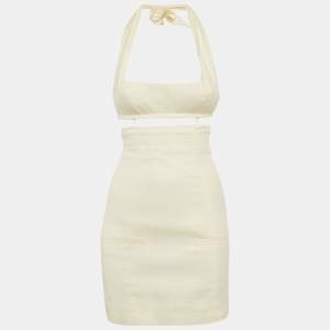 Jacquemus Cream Linen Blend Le Splash Mini Dress S