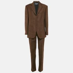 Jacquemus Brown Jute Le Raphia Blazer and Trousers Pantsuit S