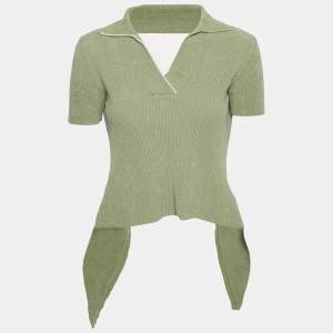 Jacquemus Green Rib Knit Tie-Up Back Open Top S