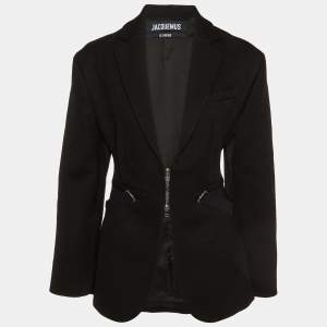 Jacquemus Black Wool Le Papier Zip Detail Blazer S