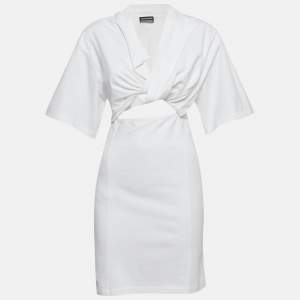 Jacquemus White Cotton Knit Cut-Out Mini Dress S