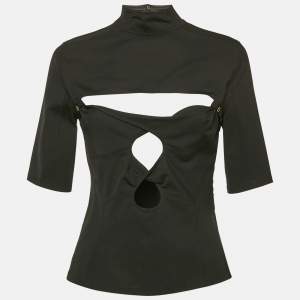 Jacquemus Black Crepe Palmi Twist-Front Top M