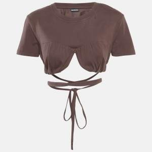 Jacquemus Brown Jersey Le Baci Crop Top M
